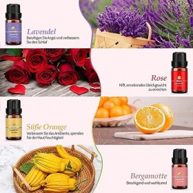 Aulaya Huile Essentielle 8x10ml, Kit Huile Essentielle pour Diffuseurs, 100% Pure Avec Lavande, Eucalyptus, Rose, Romarin, Be