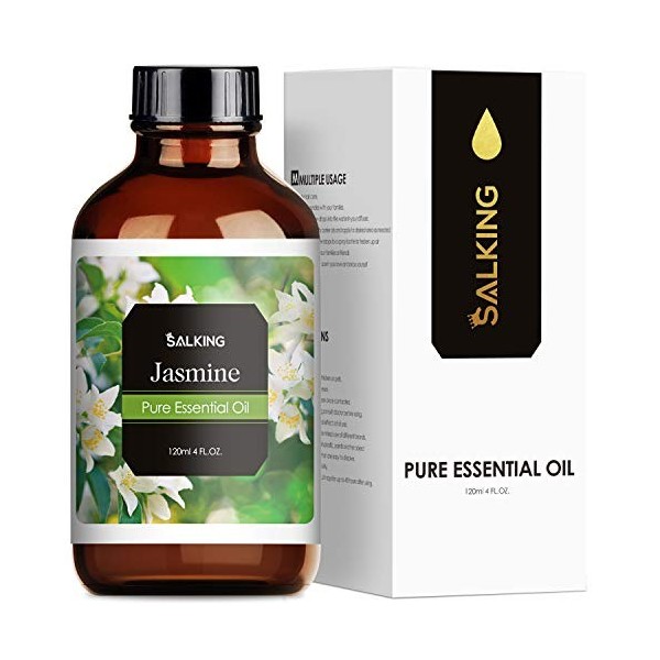 SALKING Huiles Essentielles Jasmin 120ml, 100% Naturelle Bio Huiles Essentielles Aromathérapie pour Diffuseurs, Humidificateu