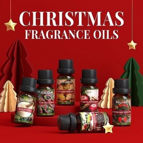 SALKING Noël Huiles Essentielles, 6x10ml Huile Essentielle Bio pour Diffuseurs, Couronne de Noël, pomme cannelle, pain dépic