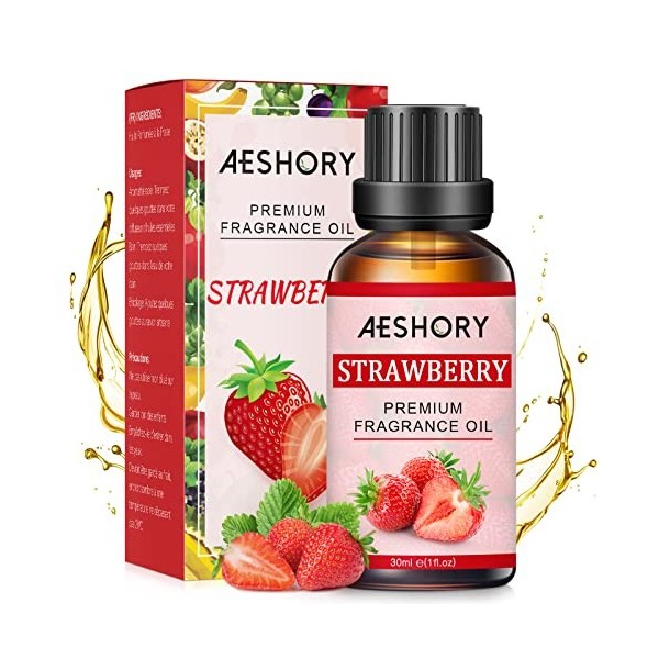 AESHORY Huile Essentielle de Fraise 30ml de Qualité Supérieure, Huiles Parfumée Fruitées Naturelle pour Diffuseur, Humidifica