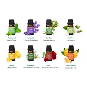 Huiles Essentielles Bio 8 x 10ml, Lovegerger Naturelles Huiles Essentielles Kit pour Aromathérapie, Humidificateur, Diffuseur