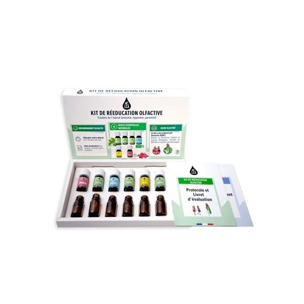 FLORABIOL | Assortiment dhuiles essentielles | Kit de rééducation olfactive | Lot de 6 huiles + 6 flacons vides