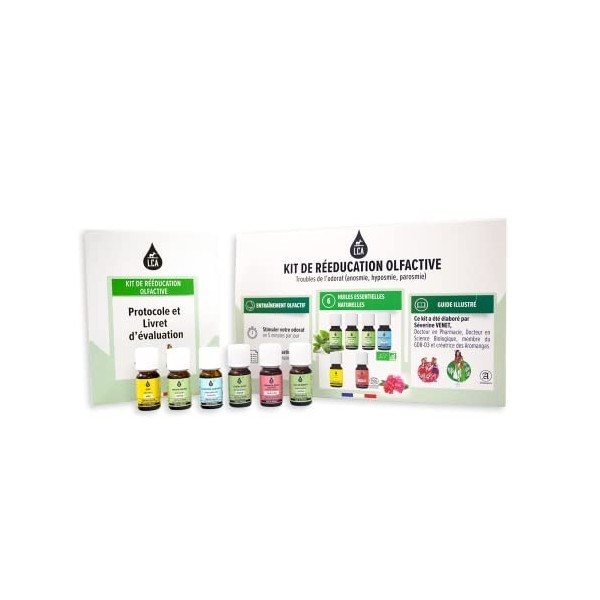 FLORABIOL | Assortiment dhuiles essentielles | Kit de rééducation olfactive | Lot de 6 huiles + 6 flacons vides