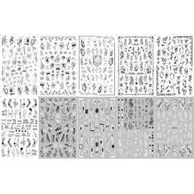 JMEOWIO Fleurs Stickers Ongles Nail Art 10 Feuilles Autocollants Ongles Autoadhésif Deco Ongle Nail Art Design Manucure