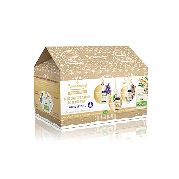 Puressentiel - Coffret Noël Aromathérapie DIY Rituel Détente - Huile essentielle de Lavande vraie BIO, Marjolaine à Coquilles