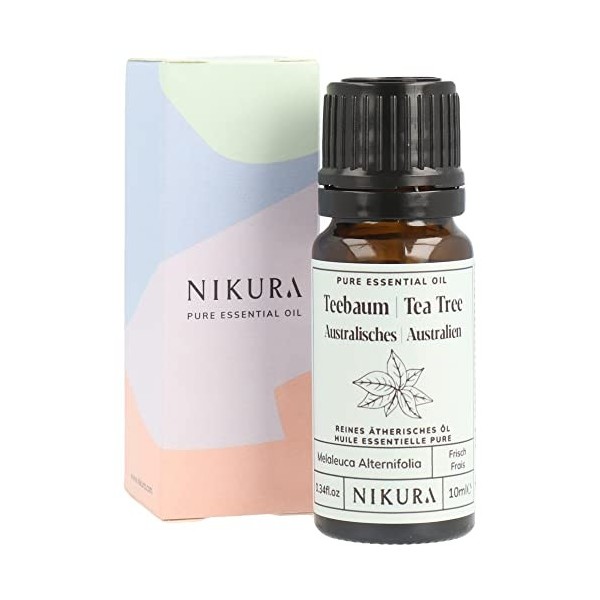 Nikura Huile Essentielle de Tea Tree Australien - 10ml | Huiles 100% Pures et Naturelles | Idéales pour l’Aromathérapie, le