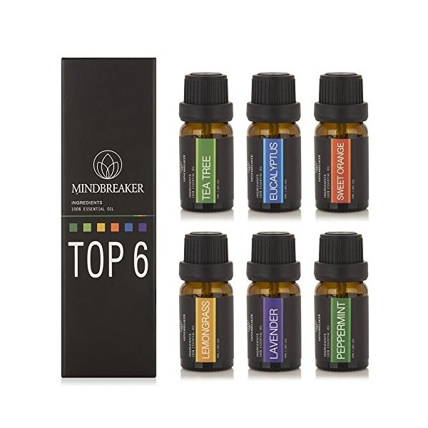 Mindbreaker Set d’aromathérapie bio avec 6 bouteilles d’huile essentielle série traditionnelle 