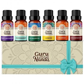 GuruNanda Set dhuiles essentielles - 100% pures et naturelles de qualité thérapeutique pour laromathérapie - Lavande, menth