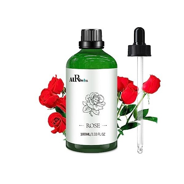 Airoomoil Huile Essentielle de Rose, Huile de Rose Pure Pour Peau, Diffuseur, Aromathérapie, Bain, Massage, Savons, Bougies -