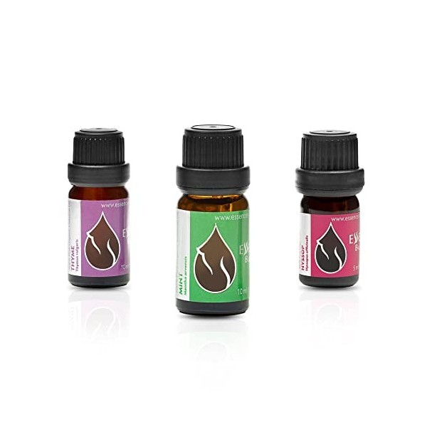 Coffret "Respirez Librement" Huiles Essentielles Bio | Thym 10ml + Menthe 10ml + Hysope 5ml | 100% Pur et Naturel | Non