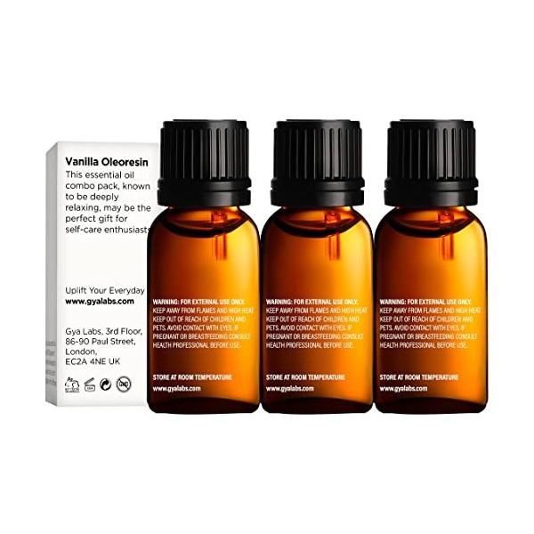 Gya Labs Huiles essentielles de vanille, lavande et bois de santal australien 10 ml - 3 en 1