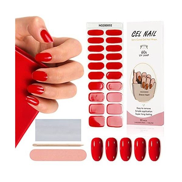 Kalolary 20PCS Gel Vernis À Ongles Autocollants, Vin Rouge Autocollants Auto-adhésifs pour Vernis à Ongles Autocollants Compl