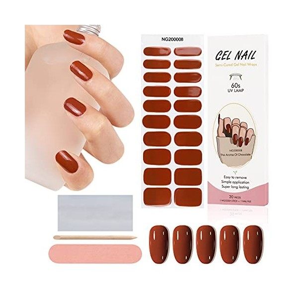 Kalolary 20PCS Gel Vernis À Ongles Autocollants, Vin Rouge Autocollants Auto-adhésifs pour Vernis à Ongles Autocollants Compl