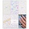 JMEOWIO 3D Fleur Stickers Ongles Nail Art Autocollants Ongles Autoadhésif 5D Deco Ongle Nail Art Design Manucure 5 Feuilles