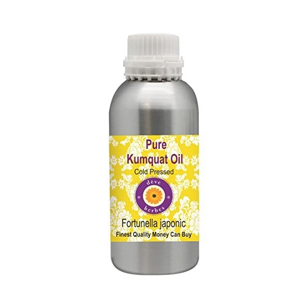 Deve Herbes Pur Kumquat Huile Fortunella japonic Naturelle Thérapeutique Qualité Froid Pressée 1250ml 42 oz 