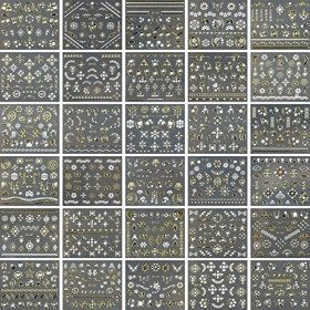 30 Feuilles 3D Design Stickers Ongles, Or Métallique Autocollant Ongle Design de Luxe Auto-adhésif avec Diamants 3D Nail Art 