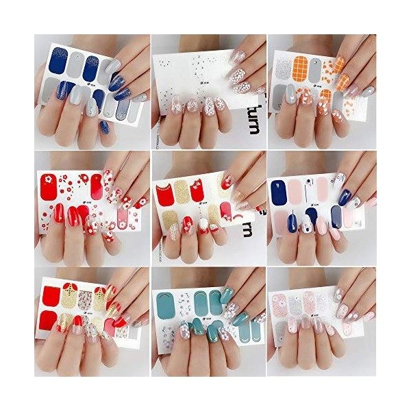 20 feuilles 280 Pcs 3D Autocollants pour Ongle Nail Sticker Auto-Adhésives +1 pcs Lime À Ongles pour Décoration Nail Bricolag