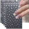 JMEOWIO Étoile Lune Stickers Ongles Nail Art 12 Feuilles Autocollants Ongles Autoadhésif Deco Ongle Nail Art Design Manucure