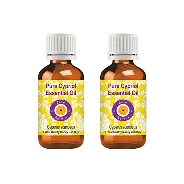 Deve Herbes Huile essentielle de cypriol pur Cyperus scariosus Naturelle Qualité Thérapeutique Distillée à la Vapeur Pack 