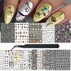 ATYDKUG 18 Feuilles Stickers Ongles Automne Halloween Nail Art, Autocollant Pour Ongle Décoration, Auto-Adhésifs Nail Sticker