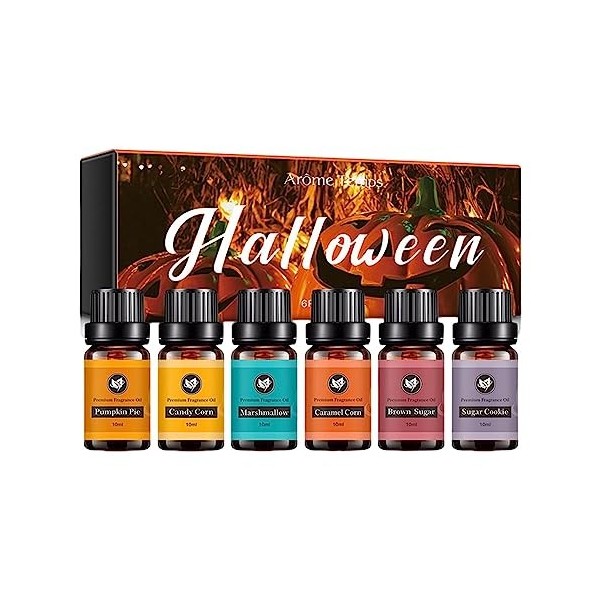 Wukesify Ensemble dhuiles parfumées - Ensemble dhalloween à lhuile Essentielle Bonfire - 6pcs 10ml Kit dhuiles essentiell