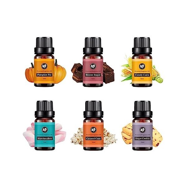 Ensemble dhuiles daromathérapie | Kit dhuiles essentielles Bonfire pour Halloween | Tarte à la citrouille 10 ml, cassonade