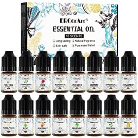 Kit Huile Essentielle pour Diffuseur, 16 Huile Essentielle Bio pour Bougie, Intérieur, Voiture- Eucalyptus, Lavande, Romarin,