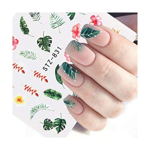 Kalolary 29 Différents Styles Nail Autocollants Transfert à Eau Stickers Ongles Fleurs Rose Feuille Designs pour Ongles DIY P