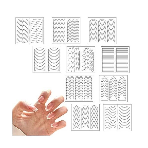 Lot de 40 autocollants pour manucure française - Pour nail art - Pour manucure - Pour décoration de manucure, outils de pocho