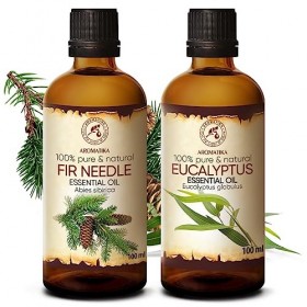 Ensemble Huiles Essentielles 2x100ml - HE Sapin/Abies Sibirica - HE Eucalyptus/Eucalyptus Globulus - Kit Huiles Essentielles 