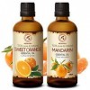 Huiles Essentielles Set 2x100ml - Huile dOrange - Huile de Mandarine - Huiles dagrumes pour Diffuseur - Huile Essentielle A