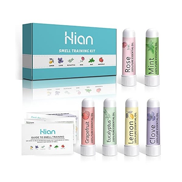 Hion Kit de Formation Smell, 6 Huiles Essentielles, kit de Formation Olfactif Aide à Retrouver Votre Sens de lodorat, Huiles