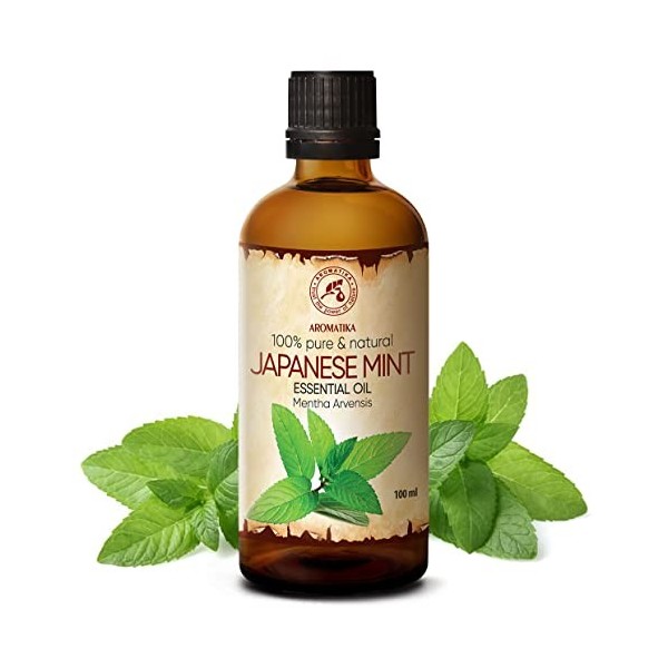 Huile de Menthe Japonaise 100ml - Mentha Arvensis - Huile Essentielle de Menthe - Huile de Menthe 100% Pure et Naturelle pour