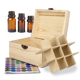 Guolich Boîte de Stockage dHuiles Essentielles en Bois de Grande Capacité pour Les Flacons de 15 ML de la Collection de Vern