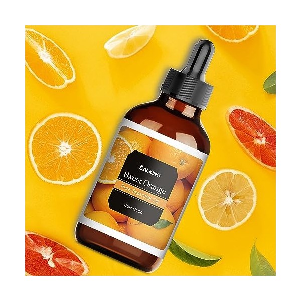 SALKING Huiles Essentielles Orange Douce 120ml, 100% Naturelle Bio Huiles Essentielles Aromathérapie pour Diffuseurs, Humidif