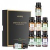 Lot de 8 huiles essentielles naturelles et humidificateur, huiles essentielles 8 x 10 ml, menthe, romarin, encens, orange dou