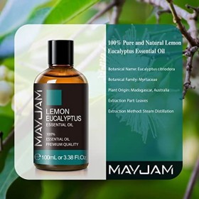 MAYJAM Huiles Essentielles Eucalyptus Citron 100 ml, 100% Naturelles Pures Huile Essentielle Daromathérapie de Qualité Théra