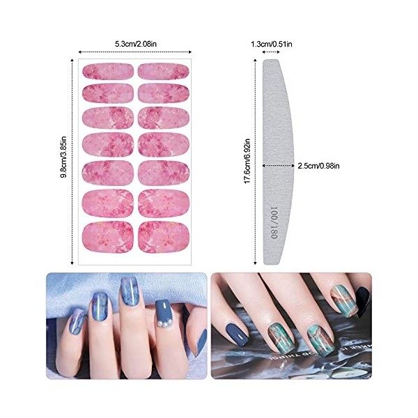Kalolary 12 Feuilles Marbre Autocollants pour Ongle Nail Sticker Couverture Complète Pleine Transfert Pochoir Ongles Auto-adh