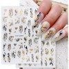 JMEOWIO Or Abstrait Stickers Ongles Nail Art 9 Feuilles Auto-adhésif Autocollants Ongles Decoration Visage Dame, Fleurs, Feui