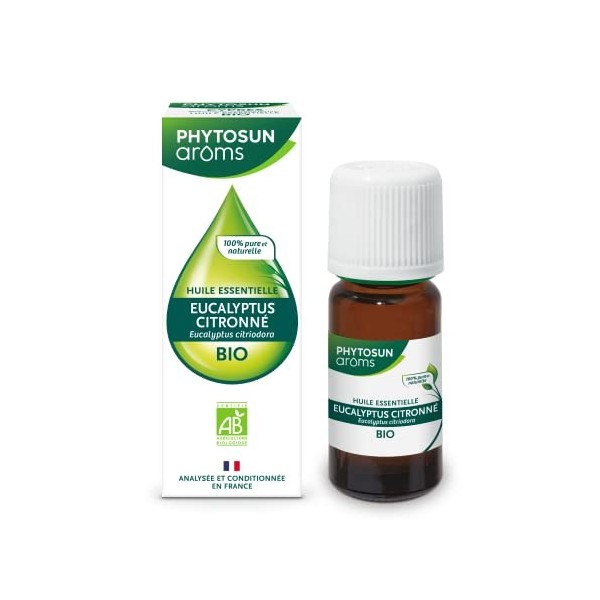 Phytosun Arôms - Huile Essentielles Eucalyptus Citronné BIO - 100 pour cent pure et naturelle - 10 ml