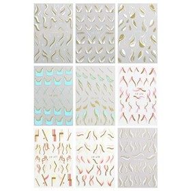 JMEOWIO Astuce Française Stickers Ongles Nail Art 9 Feuilles Autocollants Ongles Autoadhésif Deco Ongle Nail Art Design Manuc