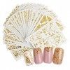 20 Pcs Nail Art Stickers Set, 3D Auto-Adhésives Bronzage Paillettes Dor Design Feuilles Autocollant Ongle Nail Feuilles pour