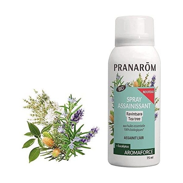 PRANARÔM - Aromaforce - Spray Assainissant Aux Huiles Essentielles Bio - Orange Douce Et Ravintsara - Assainit Et Purifie LA