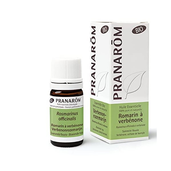 Pranarôm Huile Essentielle Bio, Rosmarinus Officinalis CT Verbenone, Sommité Fleurie HECT, Romarin à Verbénone, 5 ml - Lot de