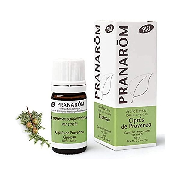 Pranarôm | Huile Essentielle de Cyprès de Provence Bio | Cupressus sempervirens | Rameau | 5 ml