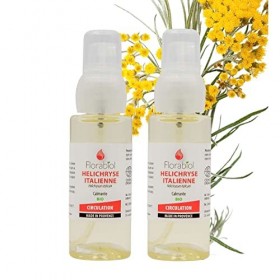 Florabiol - Huile Végétale dHélichryse Italienne Bio - Lot de 2-2x50 ml - Macérât dImmortelle - Jambes Légères - Rougeurs C