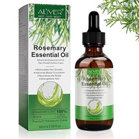 Huile Essentielle de Romarin, Huile de Aromathérapie Romarin pour les Croissance des Cheveux, Soins de la Peau, Parfaite pour