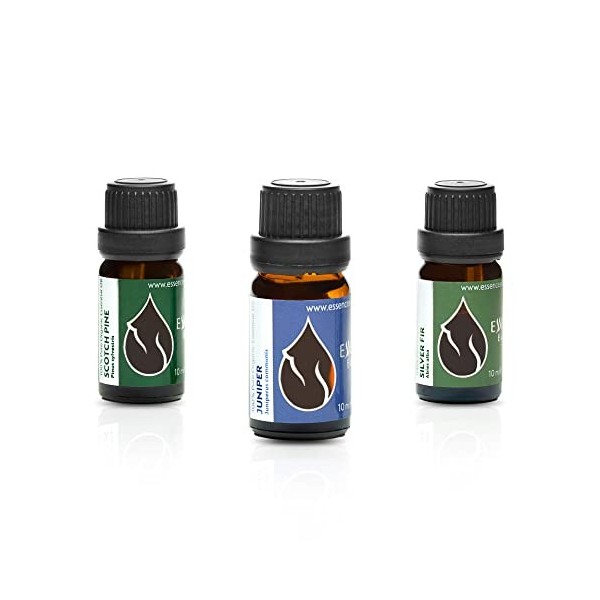 Coffret Huiles Essentielles Bio "Magie de forêt" | Pin Sylvestre + Genévrier + Sapin Argenté | 100% Pur et Naturel | Non Dilu