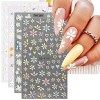 JMEOWIO 3D Fleur Stickers Ongles Nail Art Autocollants Ongles Autoadhésif 5D Deco Ongle Nail Art Design Manucure 4 Feuilles