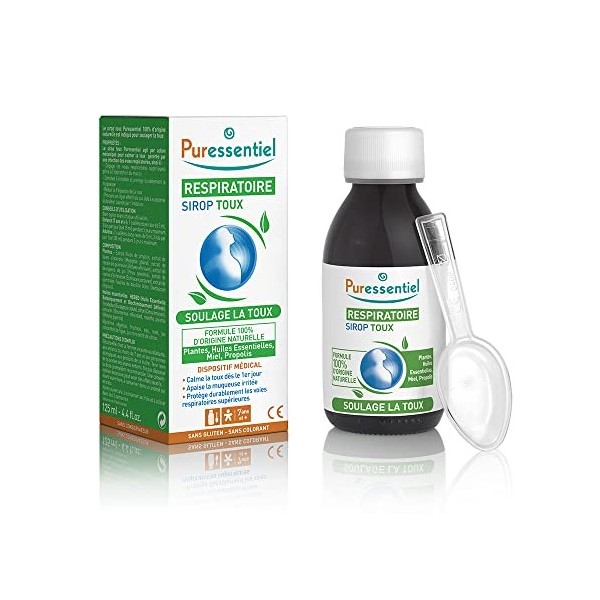 Puressentiel - Respiratoire - Sirop Toux aux Plantes, Huiles Essentielles, Miel - Soulage la toux - Actifs 100% dorigine nat